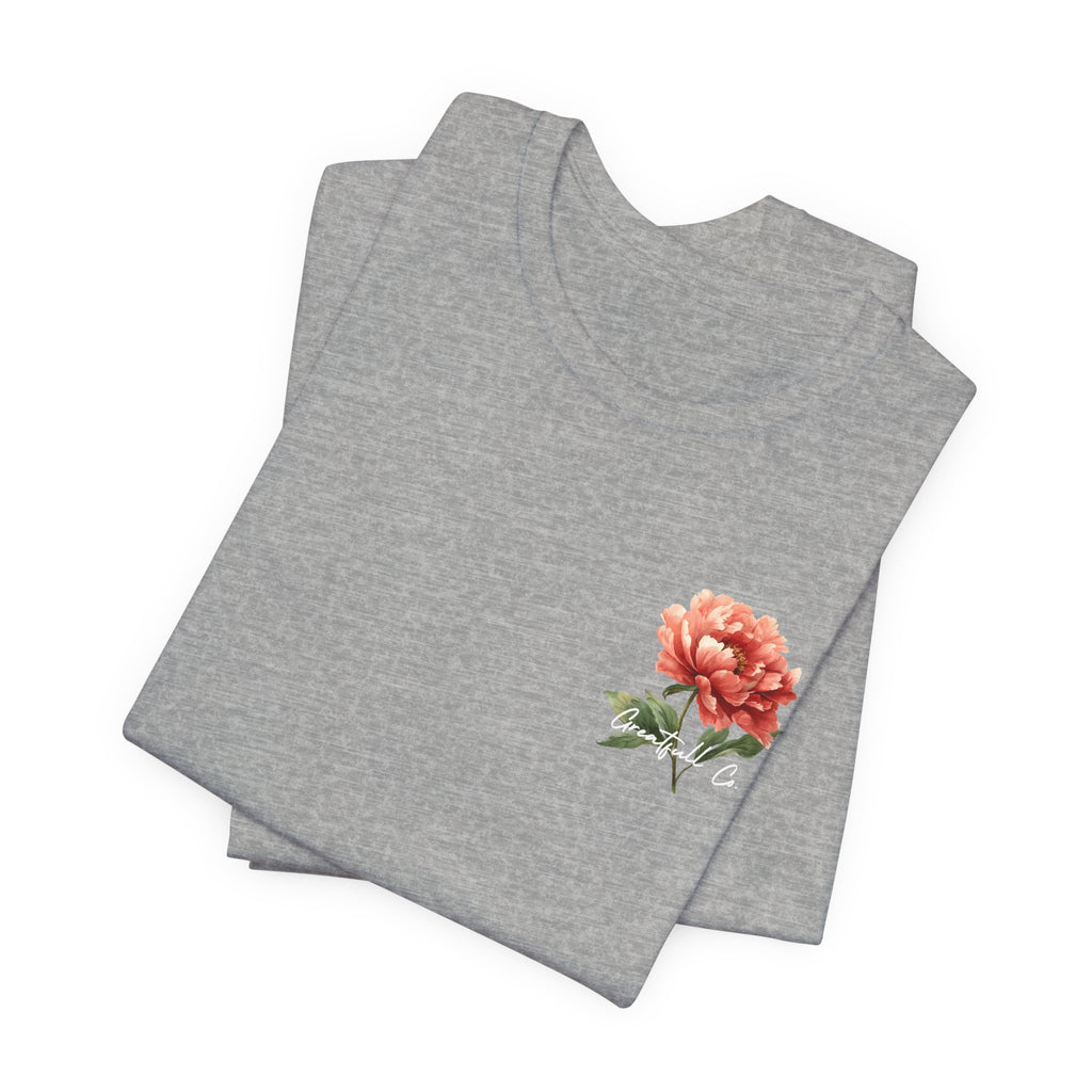 Floral Rose Tee — Minimal Red Peony Chest & Back T-Shirt
