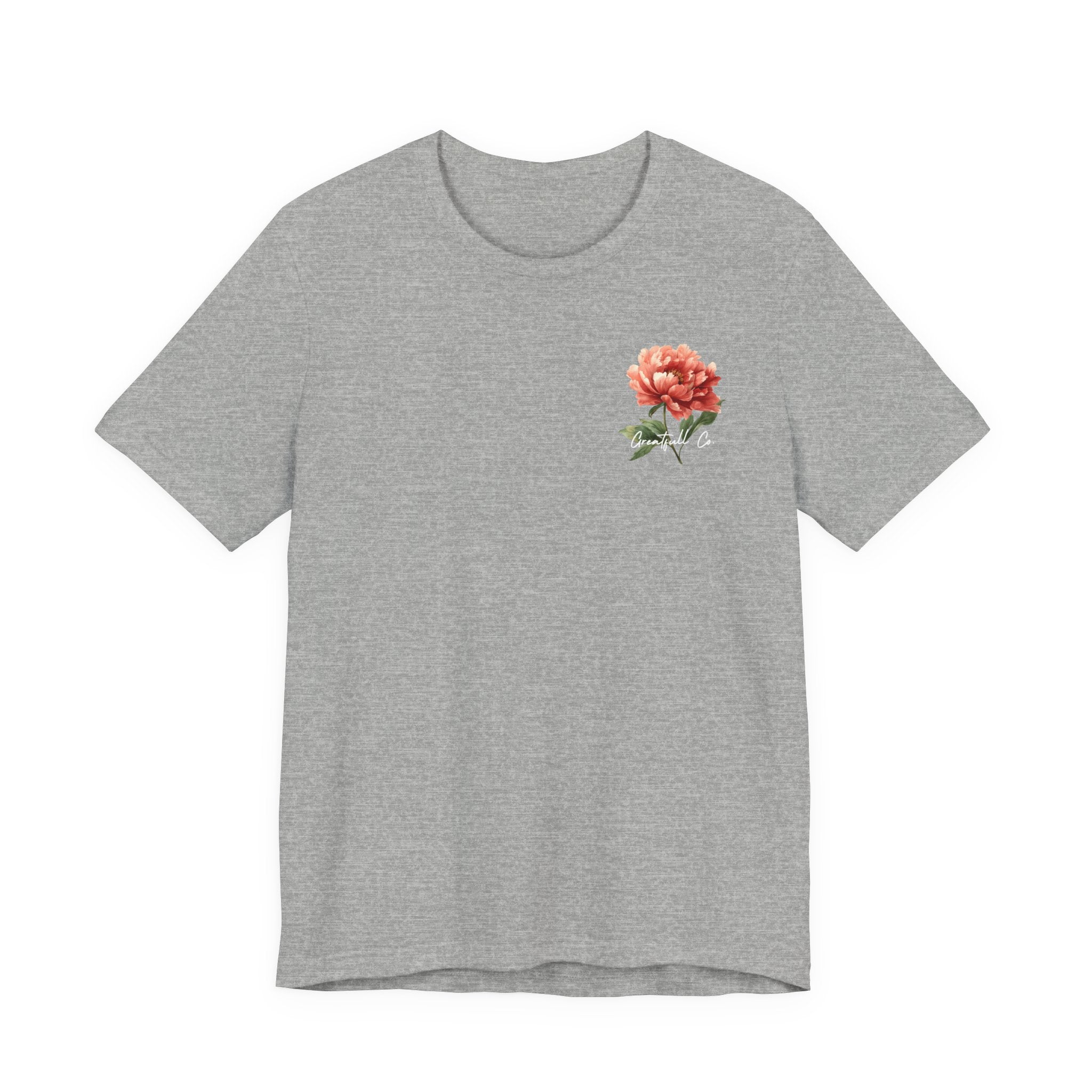Floral Rose Tee — Minimal Red Peony Chest & Back T-Shirt