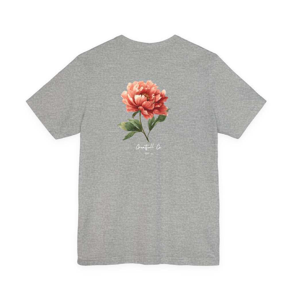 Floral Rose Tee — Minimal Red Peony Chest & Back T-Shirt