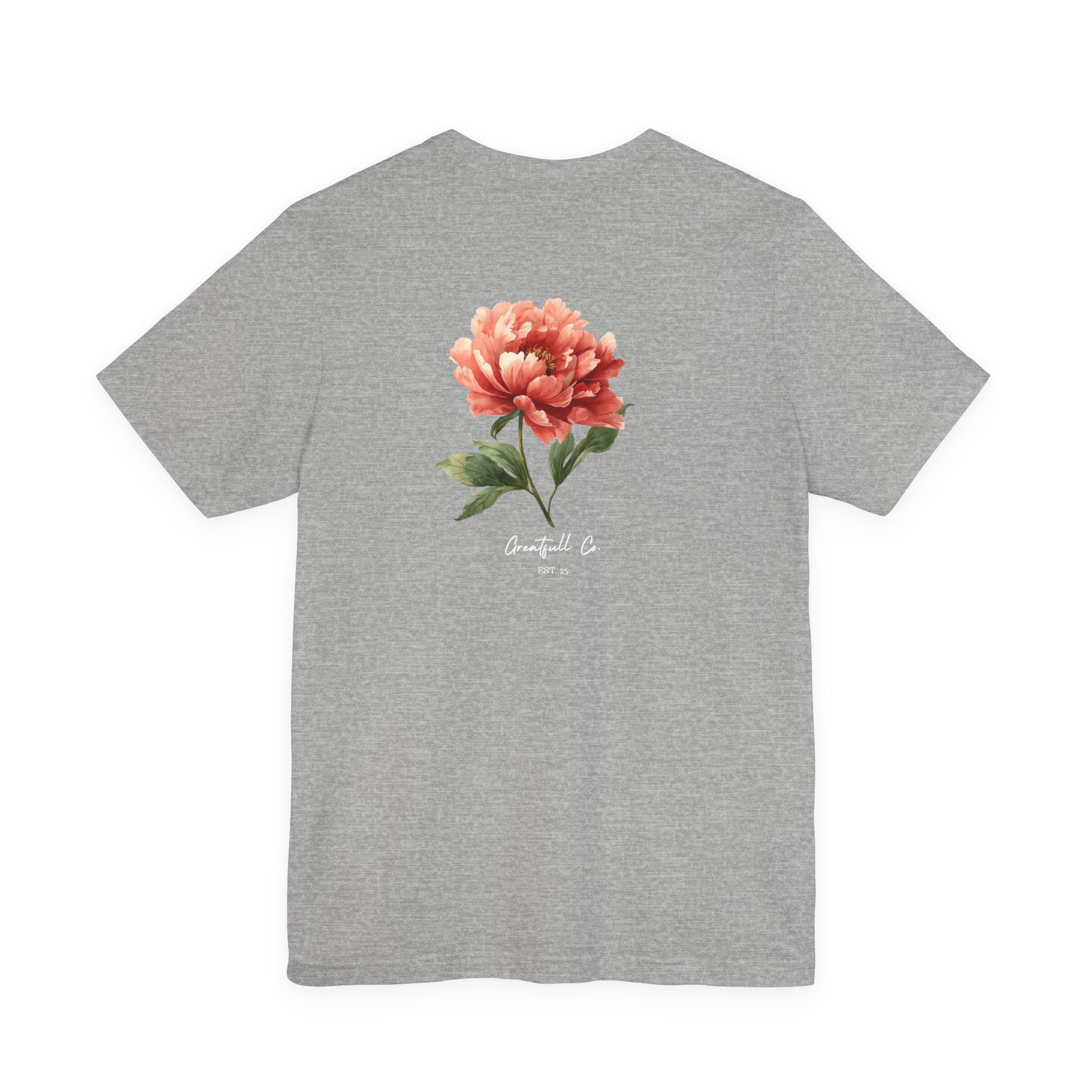Floral Rose Tee — Minimal Red Peony Chest & Back T-Shirt