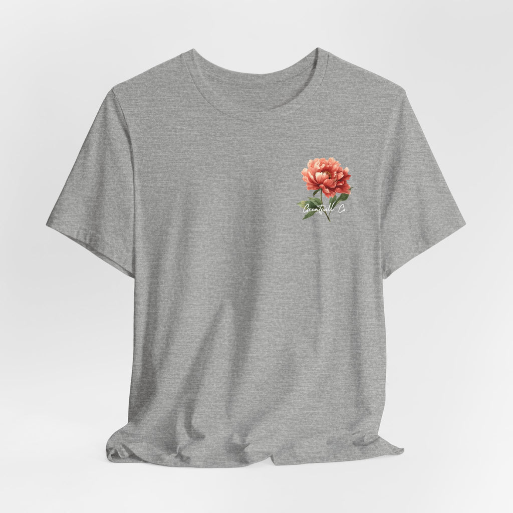 Floral Rose Tee — Minimal Red Peony Chest & Back T-Shirt