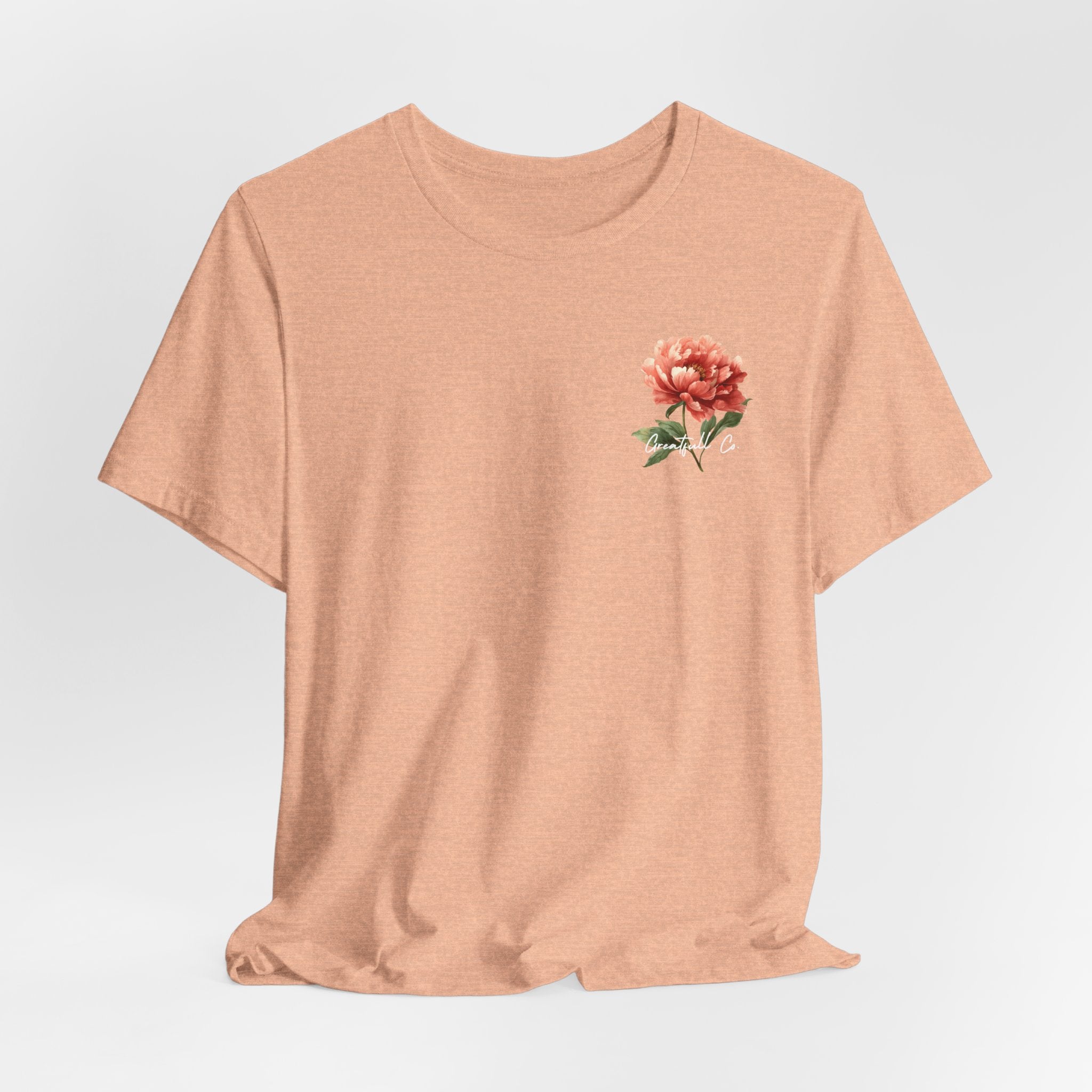 Floral Rose Tee — Minimal Red Peony Chest & Back T-Shirt