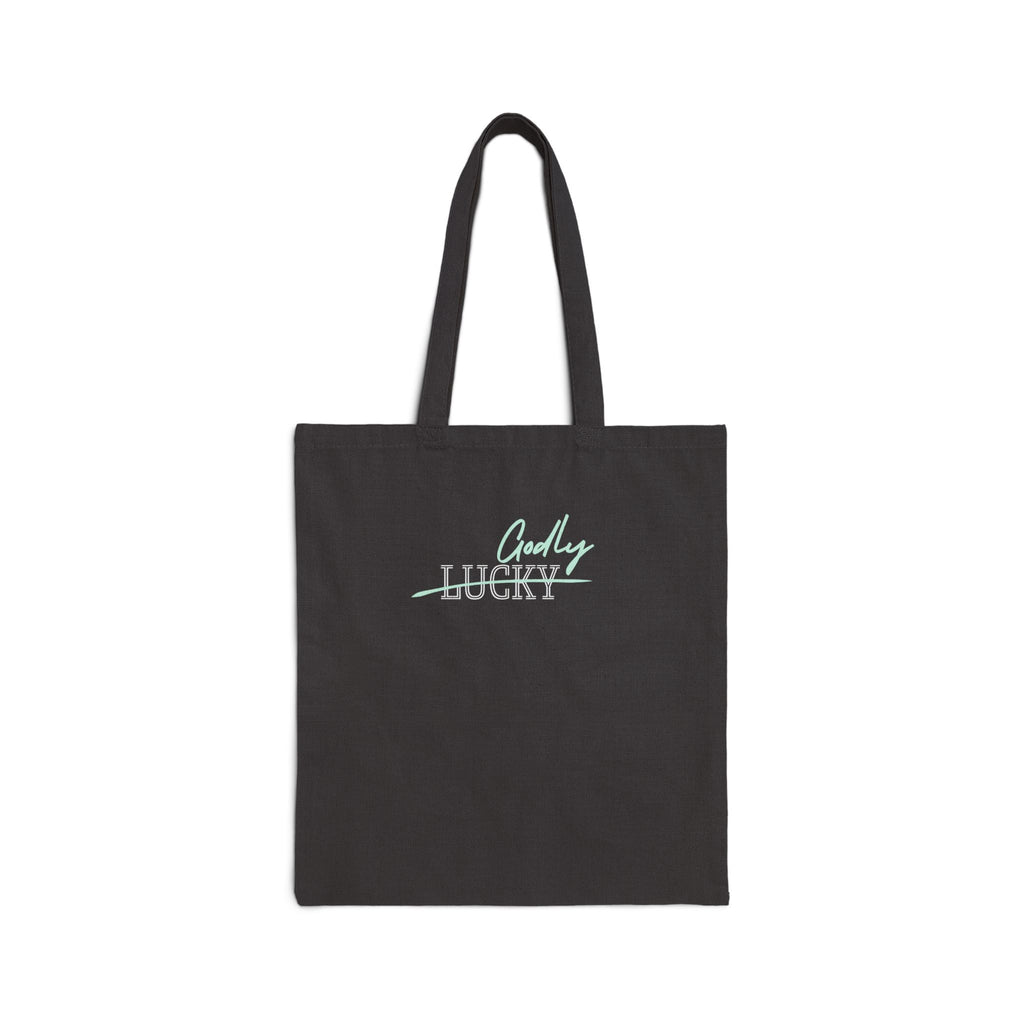 Canvas Tote Bag — 'Goodbye Lucky' Mint Script Graphic