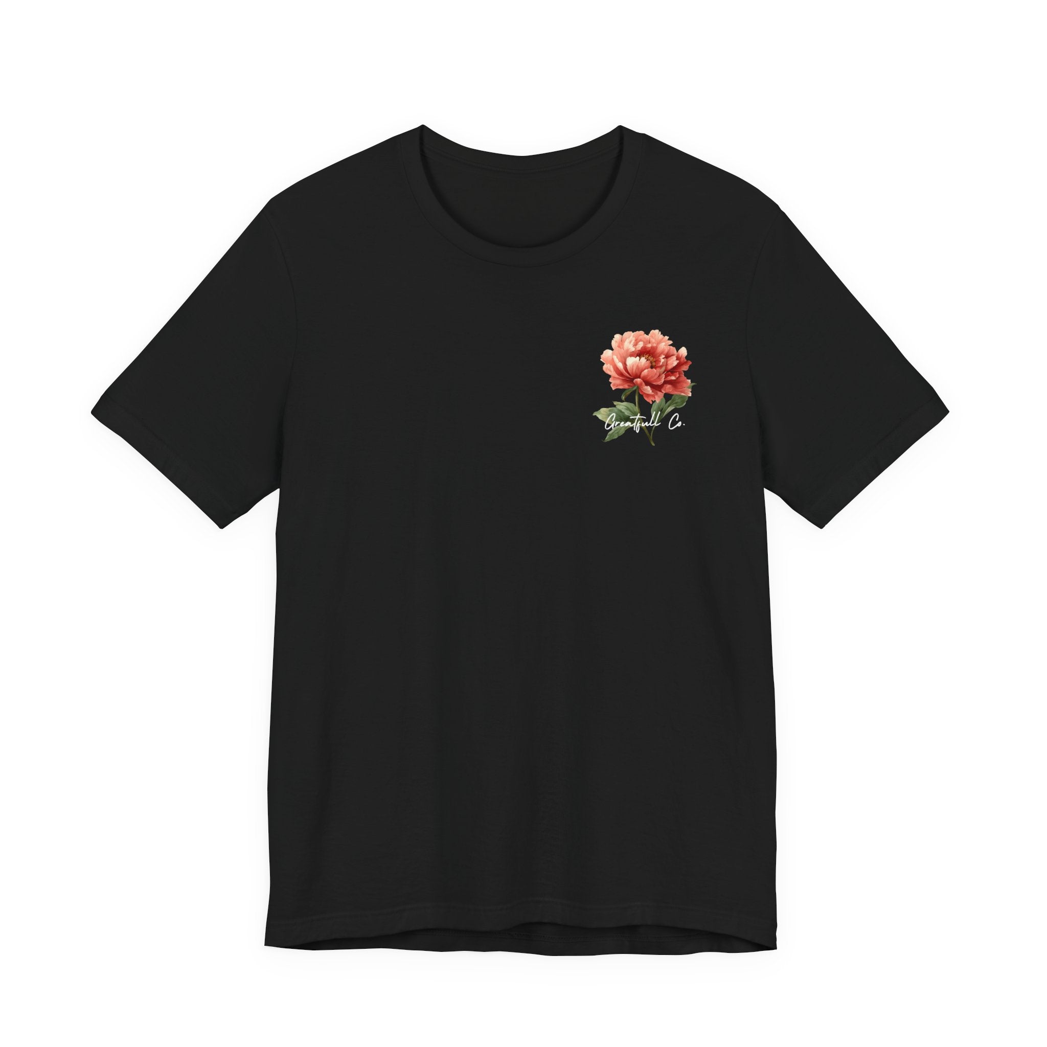 Floral Rose Tee — Minimal Red Peony Chest & Back T-Shirt