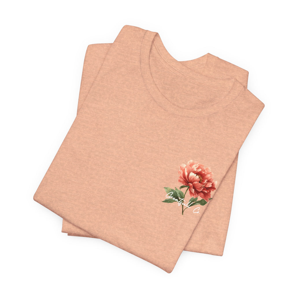 Floral Rose Tee — Minimal Red Peony Chest & Back T-Shirt