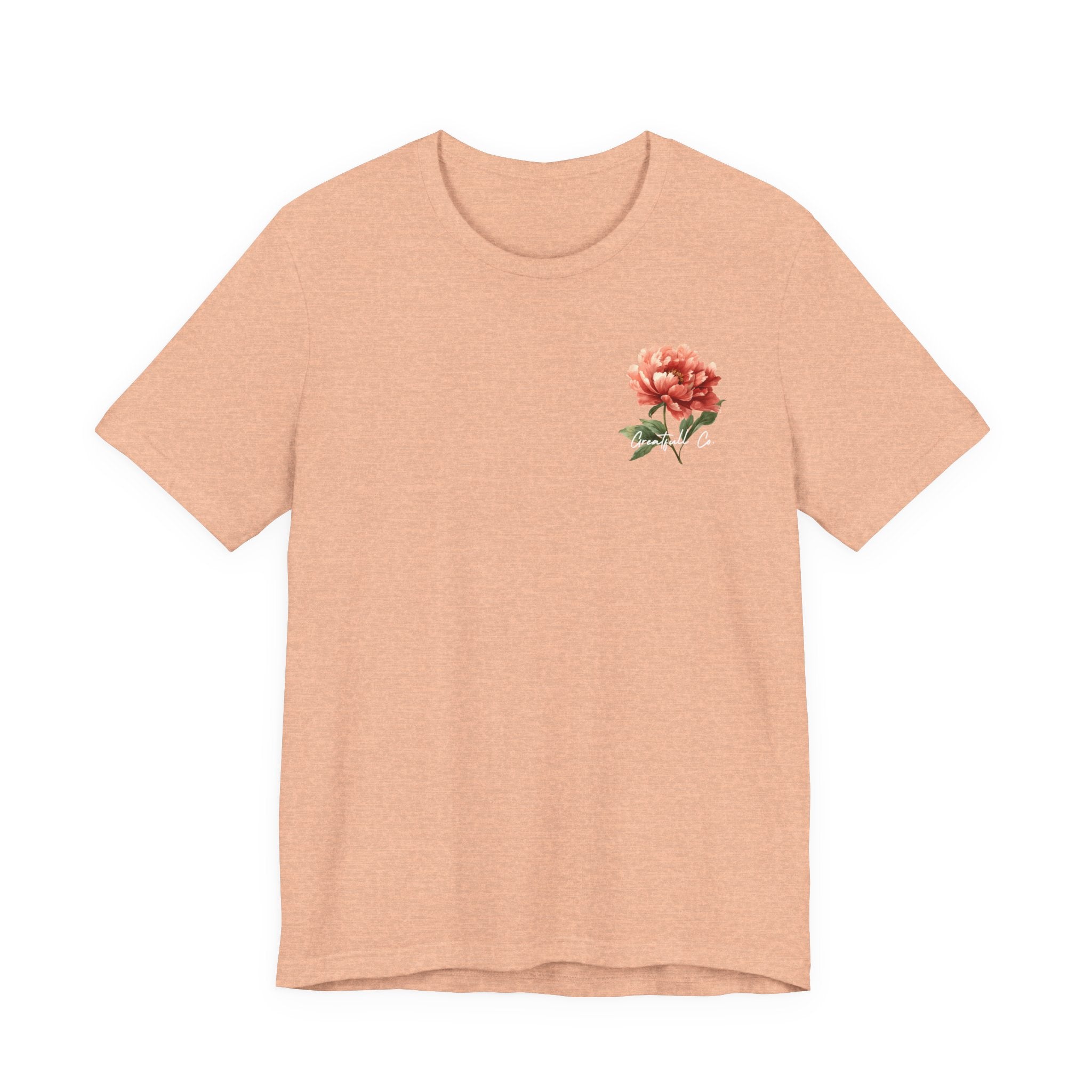 Floral Rose Tee — Minimal Red Peony Chest & Back T-Shirt