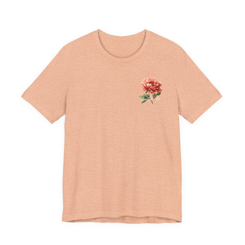 Floral Rose Tee — Minimal Red Peony Chest & Back T-Shirt