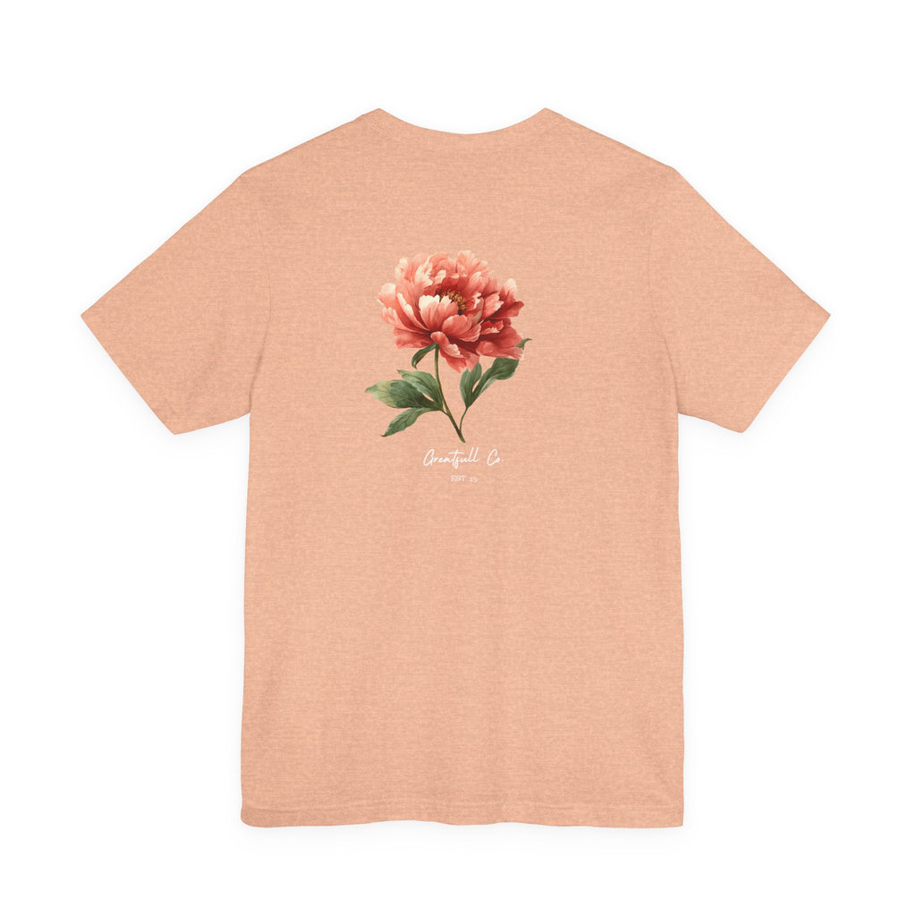 Floral Rose Tee — Minimal Red Peony Chest & Back T-Shirt